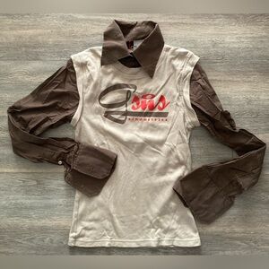 Layered Brown & Cream Women’s Top